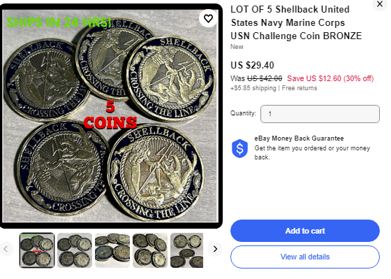US NAVY SHELLBACK COIN LOT FOR SALE ON EBAY
