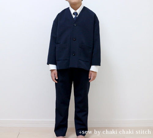 入学式や発表会にぴったりな男の子服フォーマル型紙ハレの日ジャケットの130着画