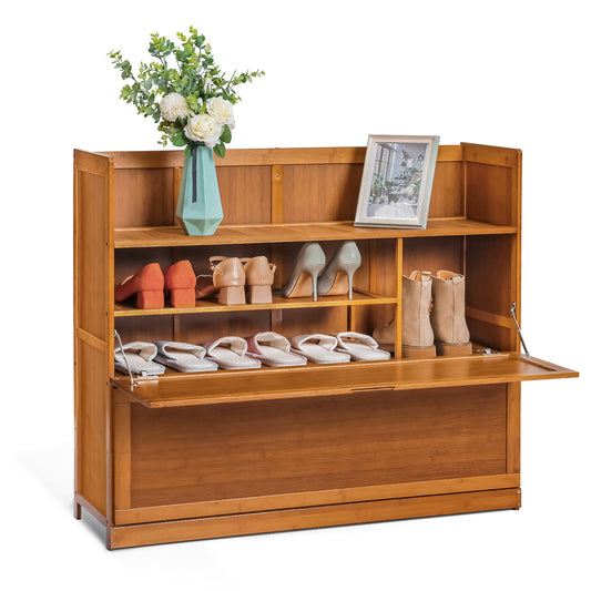 Drop Down Door Entryway Shoe Cabinet - Shelf Top - 20 - Brown