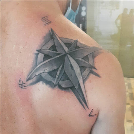 Close up tattoo of a compass which for@me@is hard to not look too wonky.  Happy with this one. Thanks for@the support guys and gals. Co... | Instagram