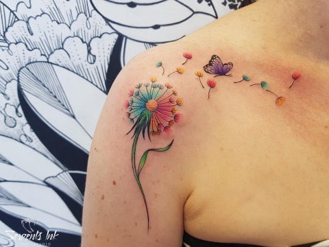 Best Shedding Dandelion in to Bird Tattoo Design Idea  YouTube