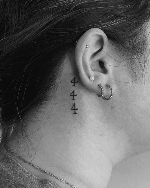444 Tattoo Behind Ear