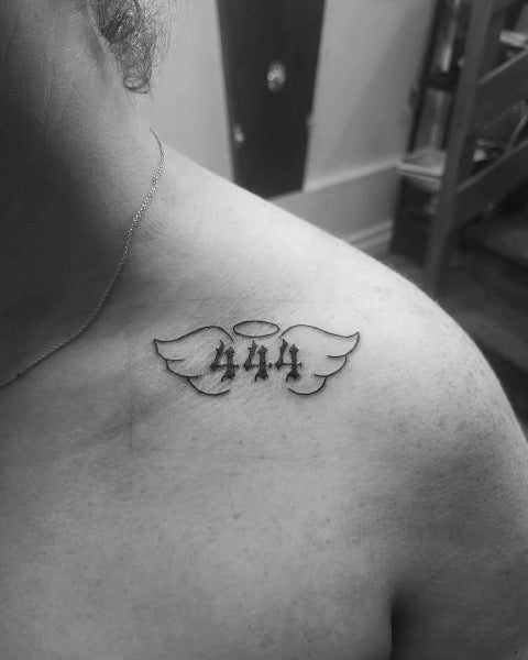 444 Tattoo with Angel Wings
