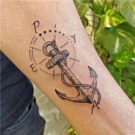 Anchor Compass Tattoo