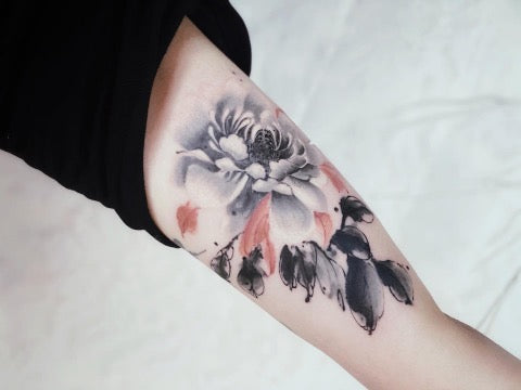 Black & White Peony Tattoos