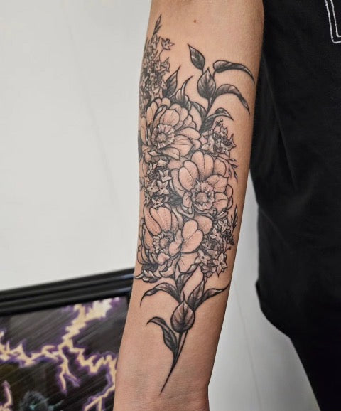 Black & White Peony Tattoos