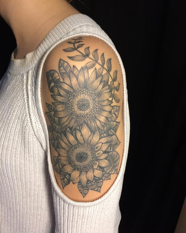 Tattoo tagged with sunflower backpiece color flower  inkedappcom