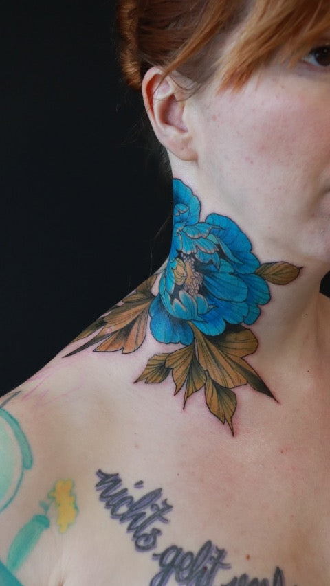 Blue Peony Tattoo