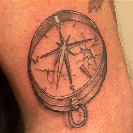 Broken Compass Tattoo