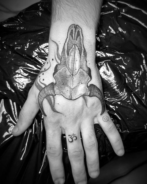 Bull Skull Hand Tattoo
