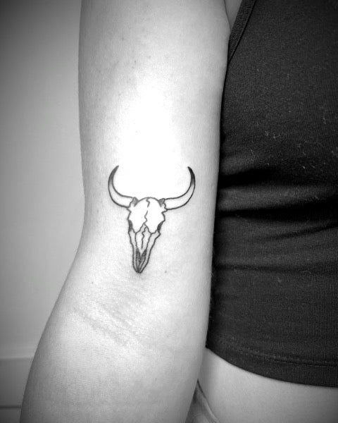 Bull Skull Tattoo Outline