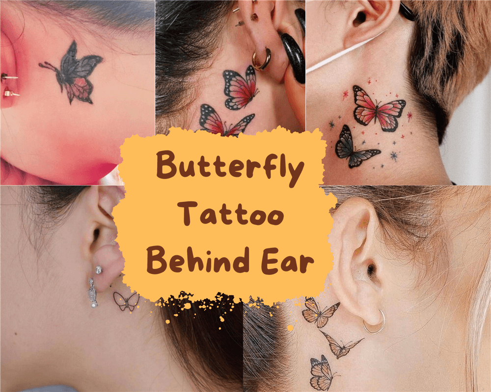23 Mini Butterfly Tattoos Design  Behind ear tattoos Ear tattoo Back ear  tattoo