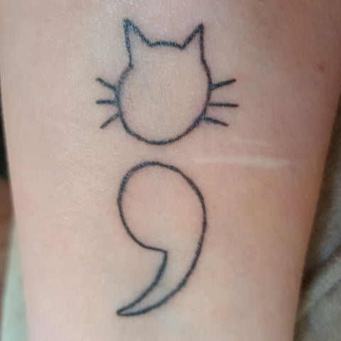 Cat Semicolon Tattoo