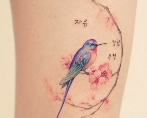 Cherry Blossom Bird Tattoo