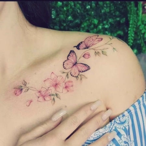 Cherry Blossom Butterfly Tattoo