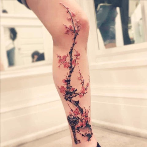 Cherry Blossom Leg Tattoo