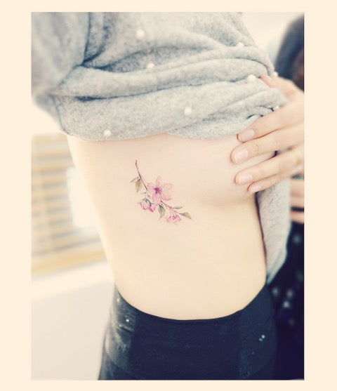 Cherry Blossom Rib Tattoo