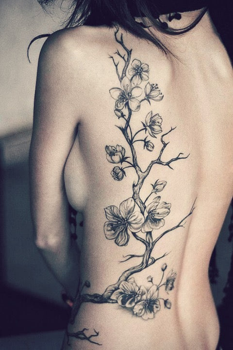 Cherry Blossom Tattoo Black And Grey