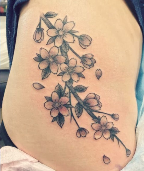 Cherry Blossom Tattoo Black And Grey