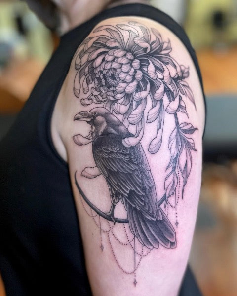 Chrysanthemum Bird Tattoo