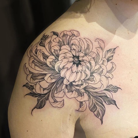 Chrysanthemum November Birth Flower Tattoo