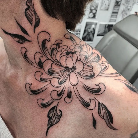 Chrysanthemum Shoulder Tattoo