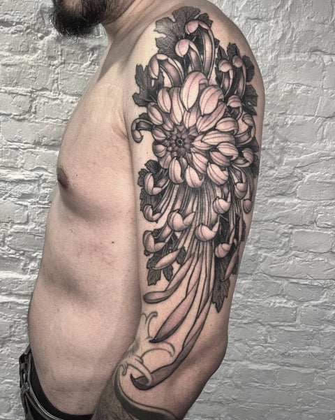 Chrysanthemum Sleeve Tattoo