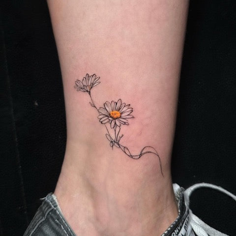 Daisy Ankle Tattoo