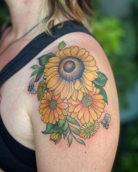 Daisy Shoulder Tattoo