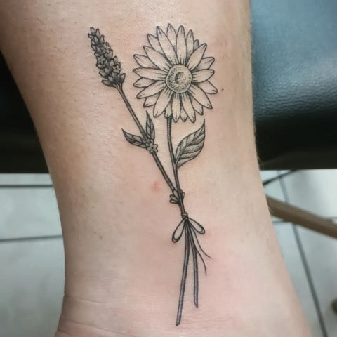 Daisy and Lavender Tattoo