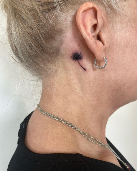 Dandelion Tattoo Behind Ear