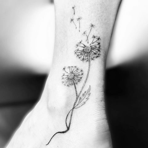 Dandelion Tattoo on Foot