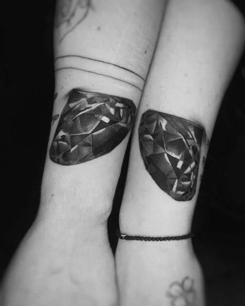 Realistic Grey Diamond Tattoo On Left Forearm