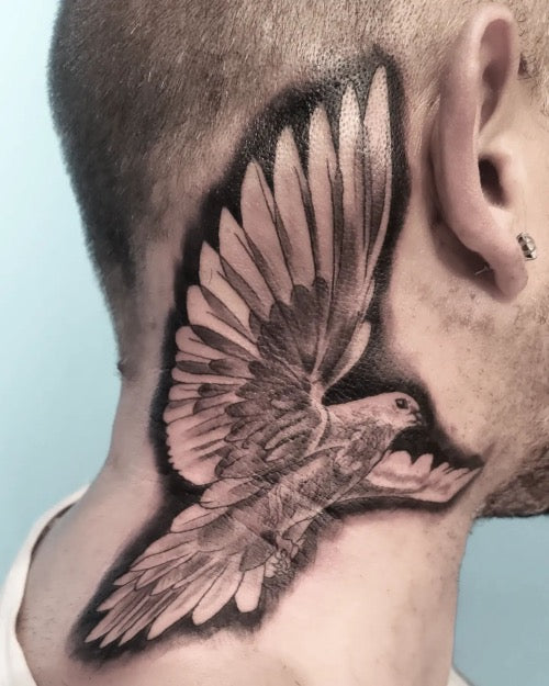 NA Tattoo Studio  Neck tattoos are a trend Our client got this bird  tattoo on his neck   By Artist  tattoosbymegha For Free Consultations and Appointments  91 8800878580 