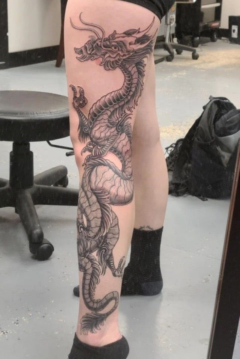 Dragon Leg Tattoo