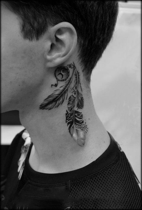 Feather Neck Tattoo