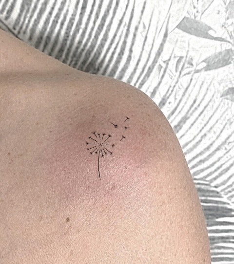 Fine Line Dandelion Tattoo