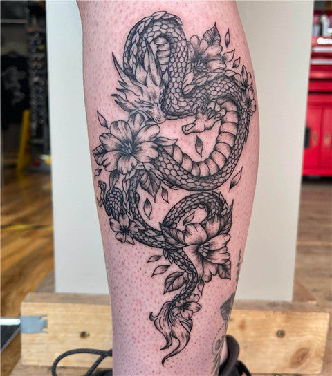 Floral Dragon Tattoo
