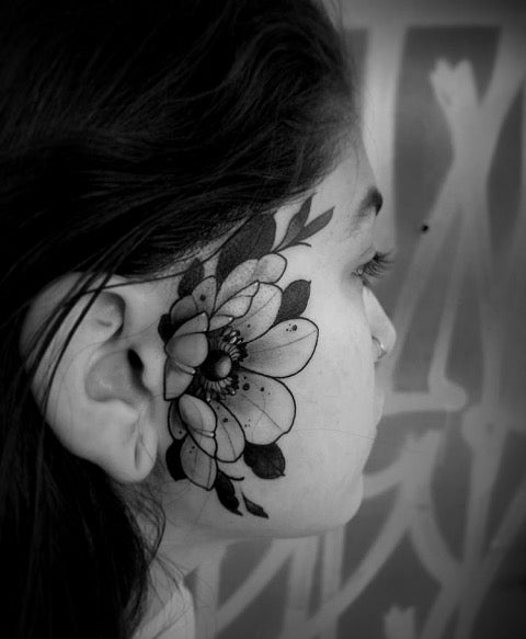Flower Face Tattoo
