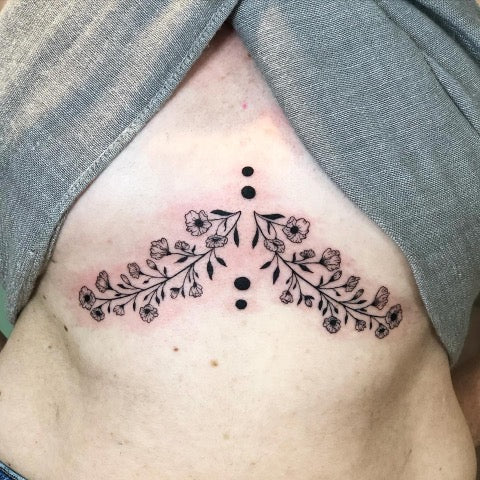 Flower Underboob Tattoo