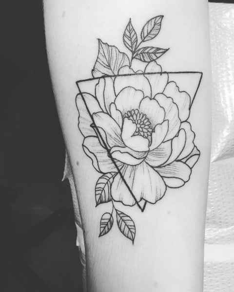 Geometric Peony Tattoo