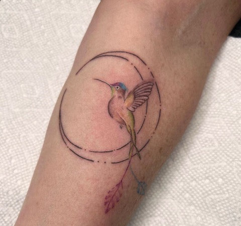 Hummingbird Circle Tattoo