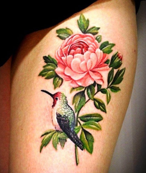 Hummingbird & Peony Tattoos