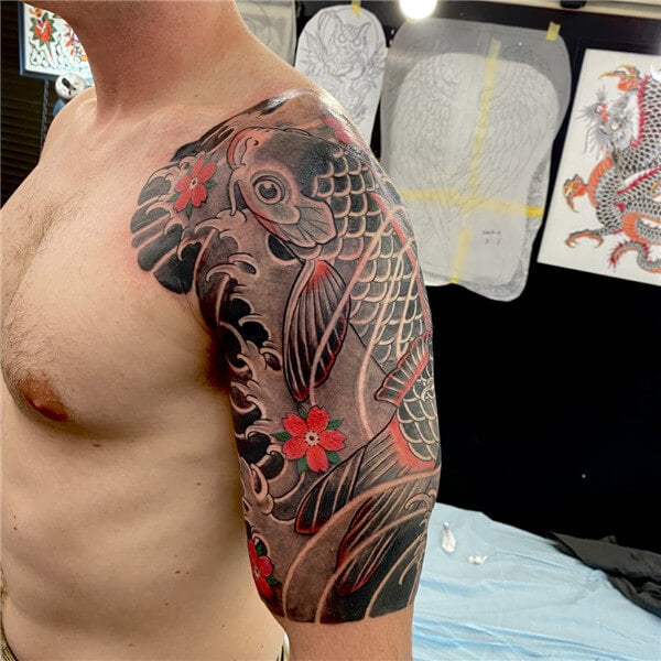 RJ Tattoos - Japanese Koi Fish Tattoo Color.!!! Did this yesterday 5:30 🕠  hour work... Hope you Like.??? For appointments msg me 📩 @rjtattoos  #rjtattoos #traditionaltattoosupply #koifishtattoo #koifish #colorkoifish  #redkoifish #tattooartistinrohini ...