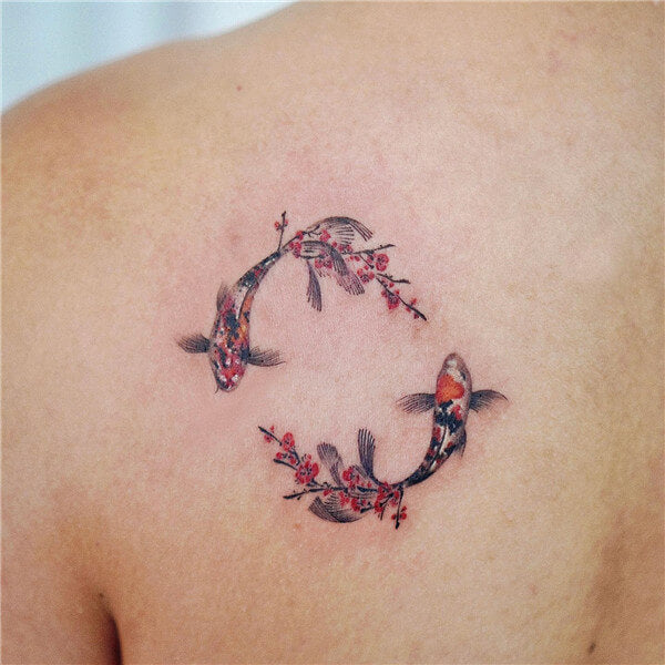 Carp koi fish and cherry blossoms  from Matty  By Skinworks Tattoo   Facebook