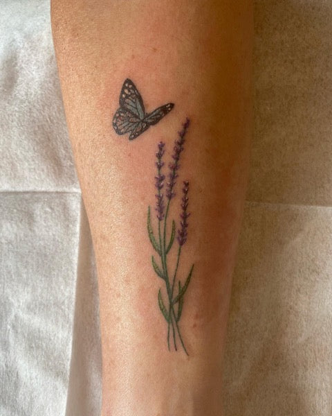 Lavender Butterfly Tattoo