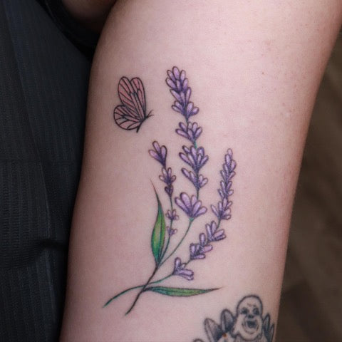 Lavender Butterfly Tattoo