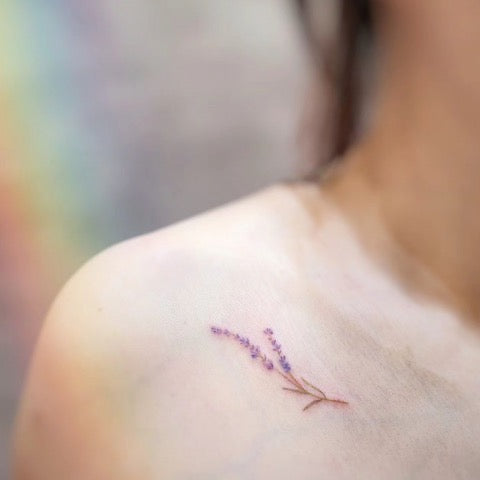 Lavender Collarbone Tattoo