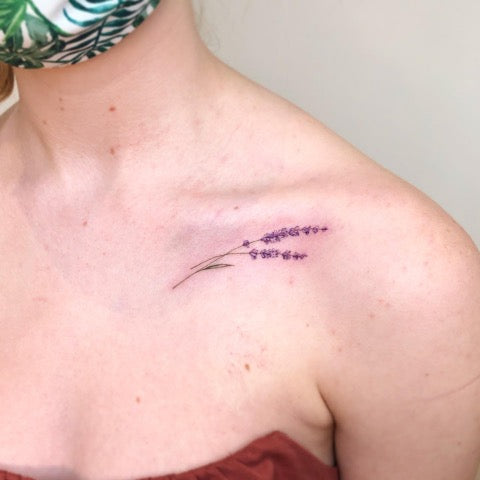 Lavender Collarbone Tattoo