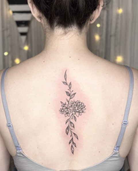 Lavender Spine Tattoo